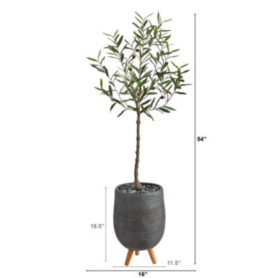 4.5-Foot Olive Artificial Tree in Gray Planter with Stand