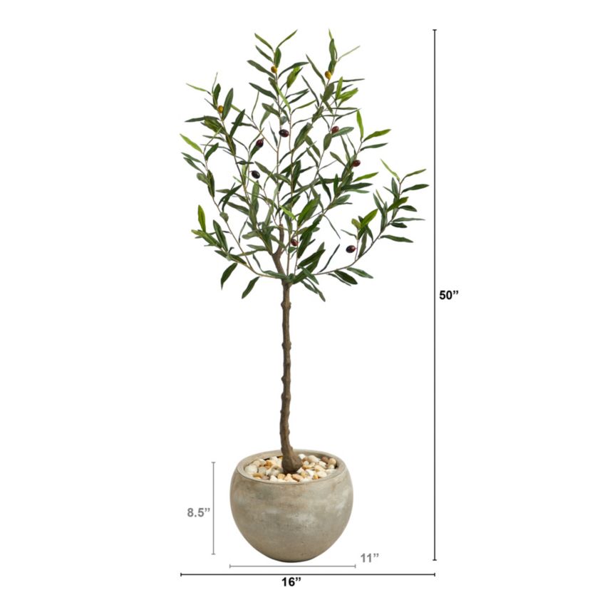 50-Inch Olive Artificial Tree in Sand Colored Planter