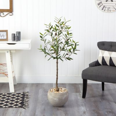 50-Inch Olive Artificial Tree in Sand Colored Planter