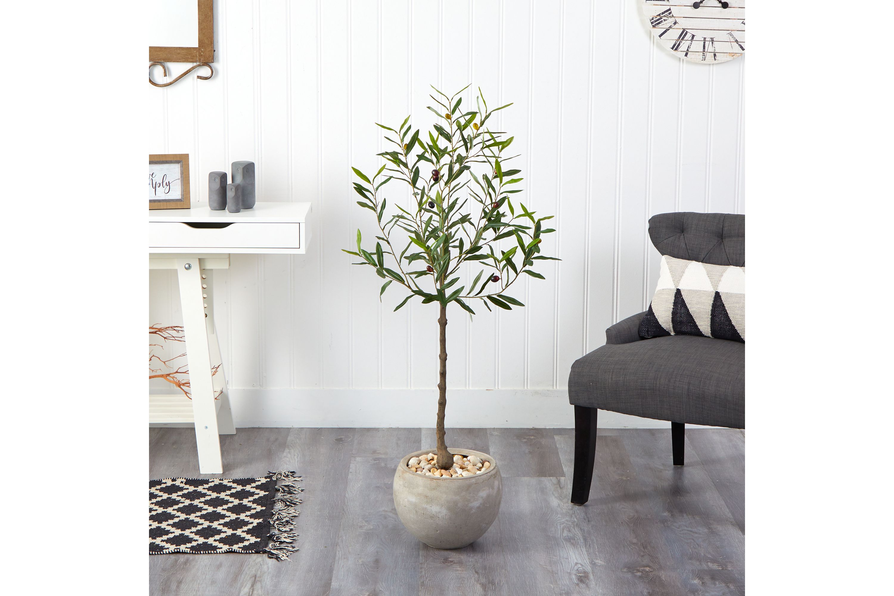 50-Inch Olive Artificial Tree in Sand Colored Planter