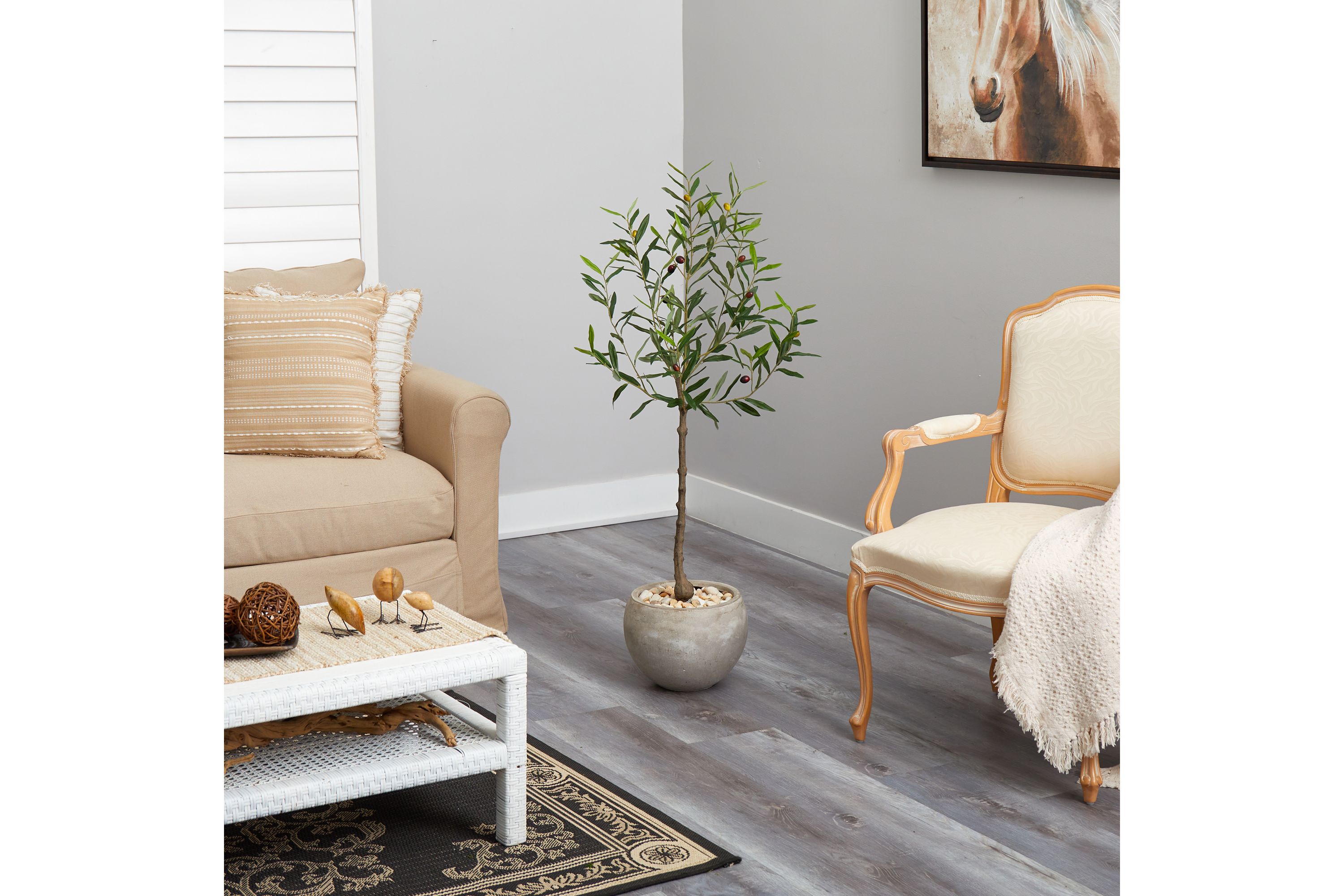 50-Inch Olive Artificial Tree in Sand Colored Planter