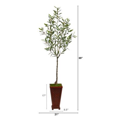 69-Inch Olive Artificial Tree in Decorative Planter