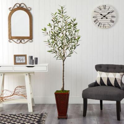 69-Inch Olive Artificial Tree in Decorative Planter