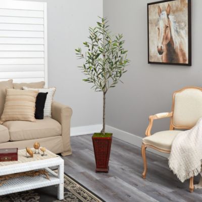 69-Inch Olive Artificial Tree in Decorative Planter