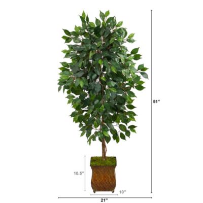 51-Inch Ficus Artificial Tree in Metal Planter