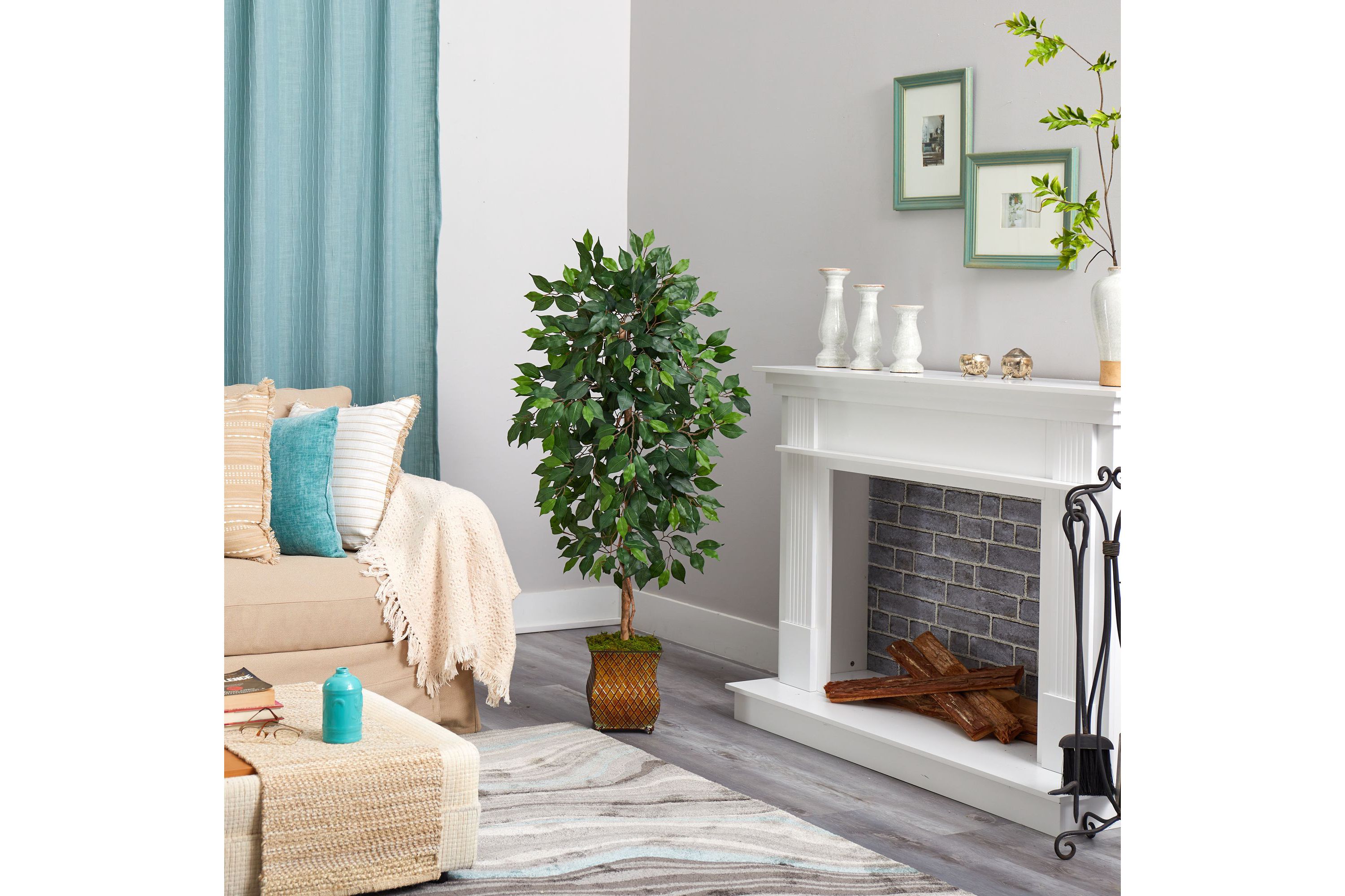 51-Inch Ficus Artificial Tree in Metal Planter