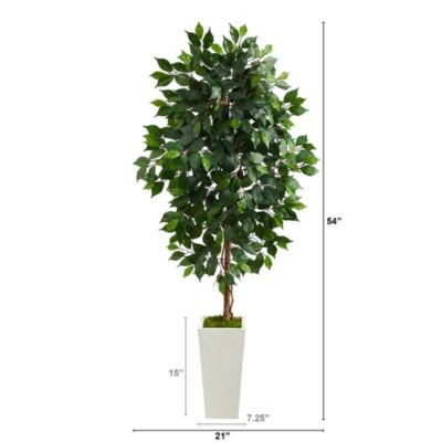 4.5-Foot Ficus Artificial Tree in White Planter