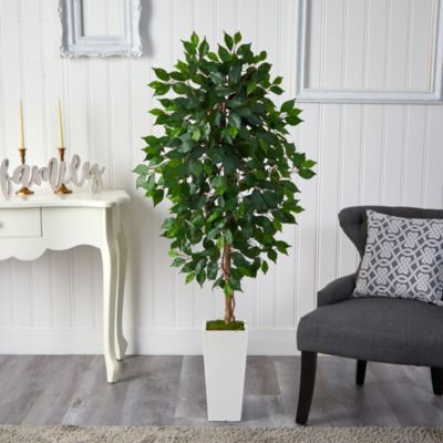 4.5-Foot Ficus Artificial Tree in White Planter