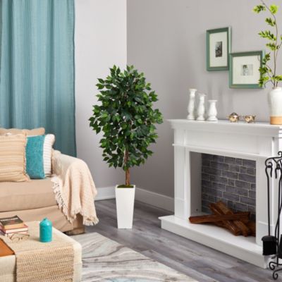 4.5-Foot Ficus Artificial Tree in White Planter