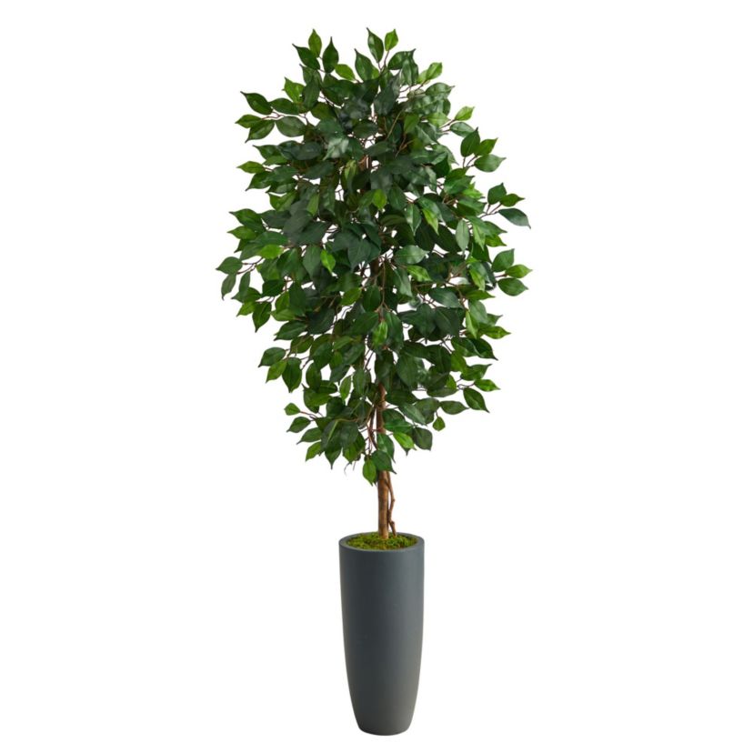 5-Foot Ficus Artificial Tree in Gray Planter