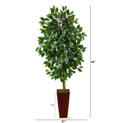 5-Foot Ficus Artificial Tree in Bamboo Planter