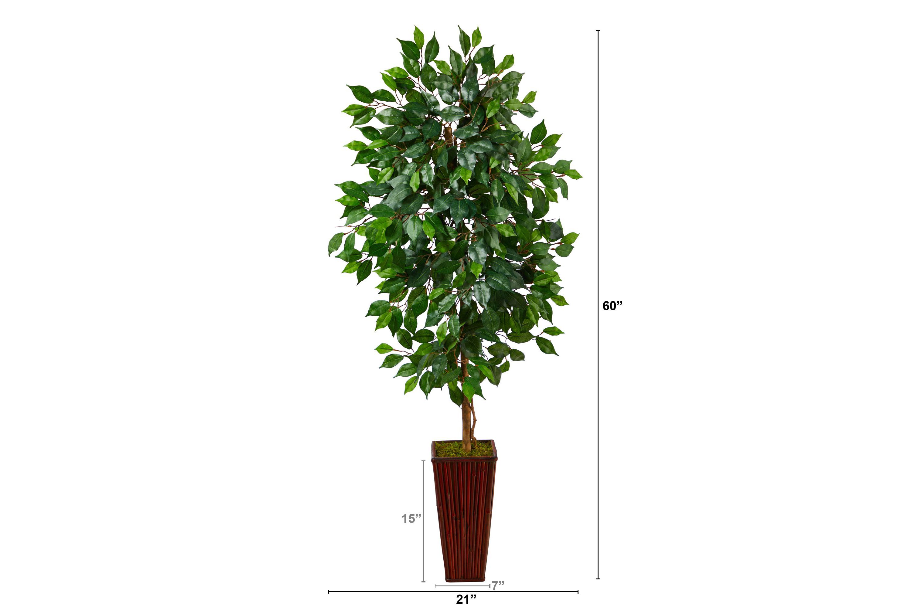 5-Foot Ficus Artificial Tree in Bamboo Planter