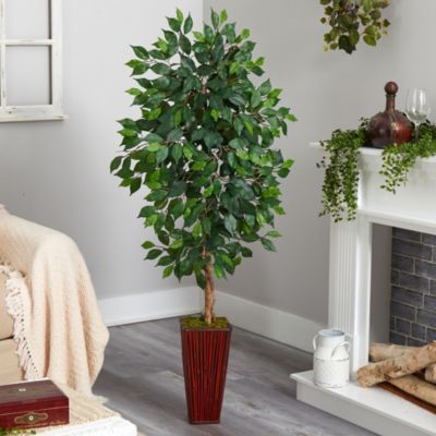 5-Foot Ficus Artificial Tree in Bamboo Planter