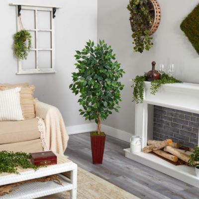 5-Foot Ficus Artificial Tree in Bamboo Planter