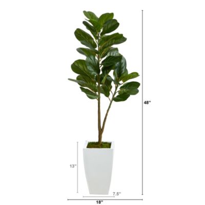 Foot Fiddle Leaf Fig Artificial Tree in Metal Planter