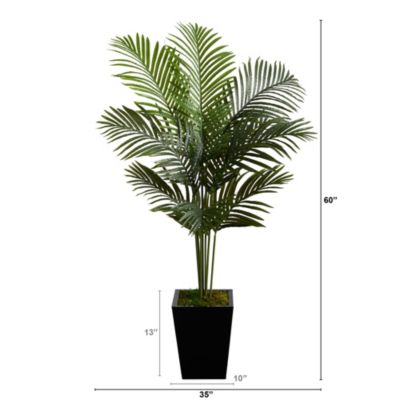 5-Foot Paradise Palm Artificial Tree in Black Metal Planter