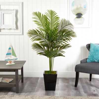 5-Foot Paradise Palm Artificial Tree in Black Metal Planter