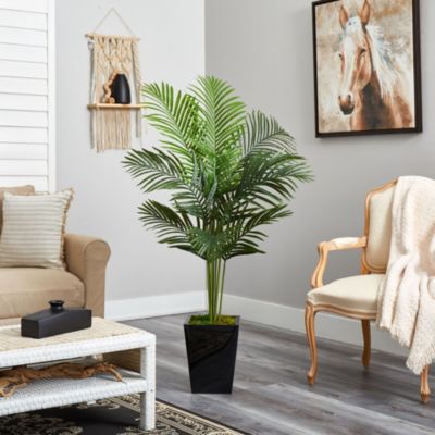 5-Foot Paradise Palm Artificial Tree in Black Metal Planter