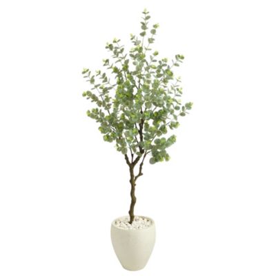63-Inch Eucalyptus Artificial Tree in White Planter