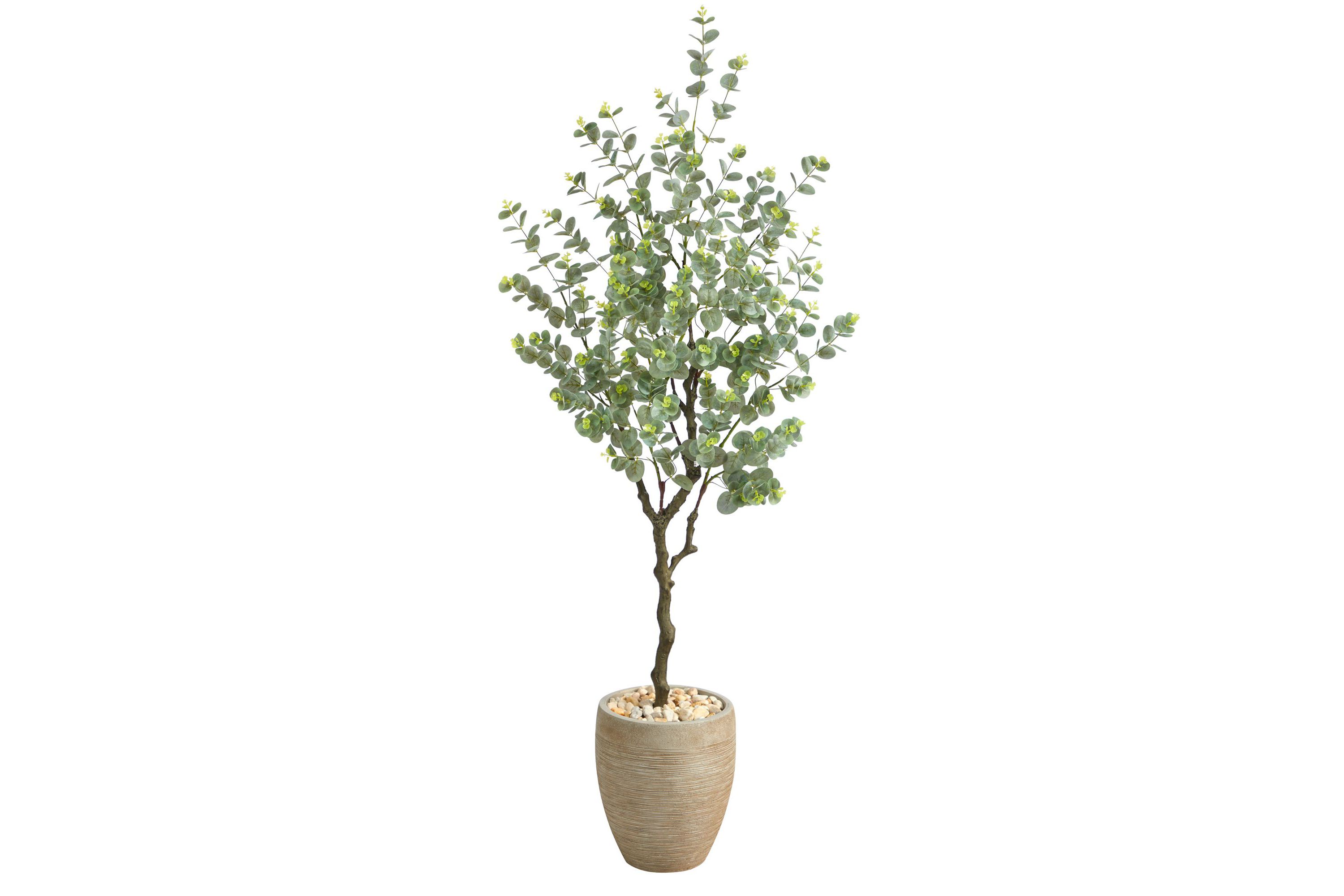 5-Foot Eucalyptus Artificial Tree in Sandstone Planter