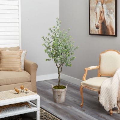 5-Foot Eucalyptus Artificial Tree in Farmhouse Planter