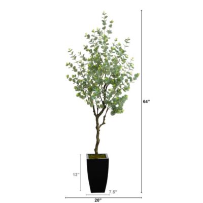 64-Inch Eucalyptus Artificial Tree in Black Metal Planter