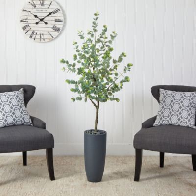 5-Foot Eucalyptus Artificial Tree in Gray Planter