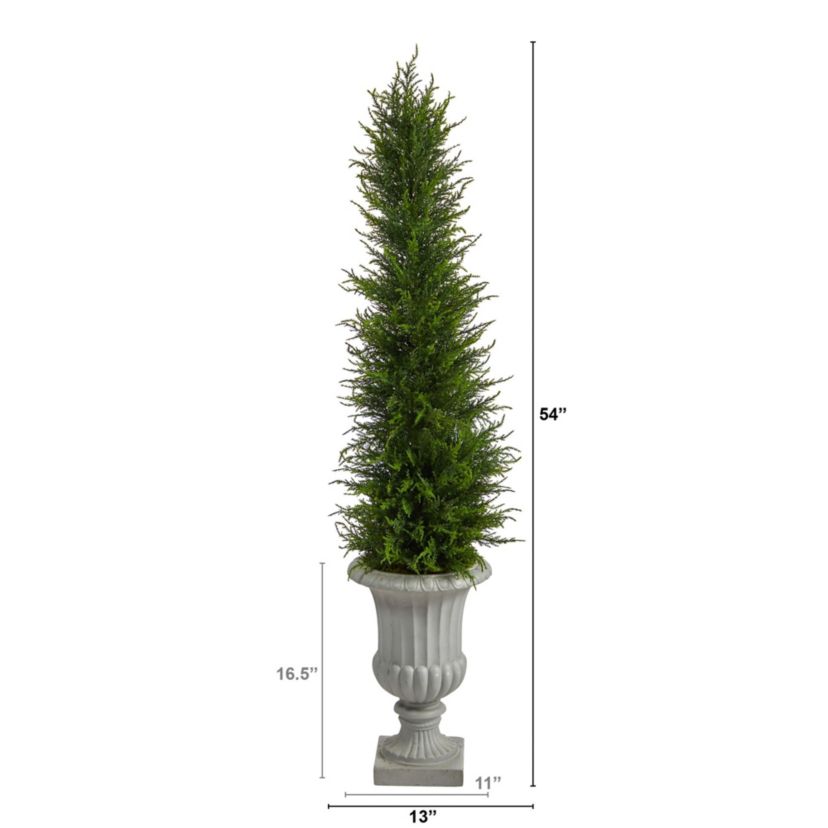 4.5-Foot Cypress Artificial Tree in Decorative Urn UV Resistant (Indoor/Outdoor)