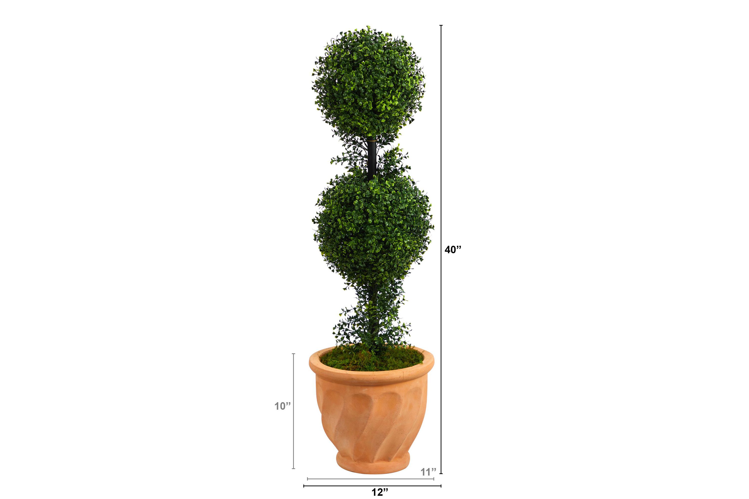 40-Inch Boxwood Double Ball Topiary Artificial Tree in Terra-Cotta Planter (Indoor/Outdoor)