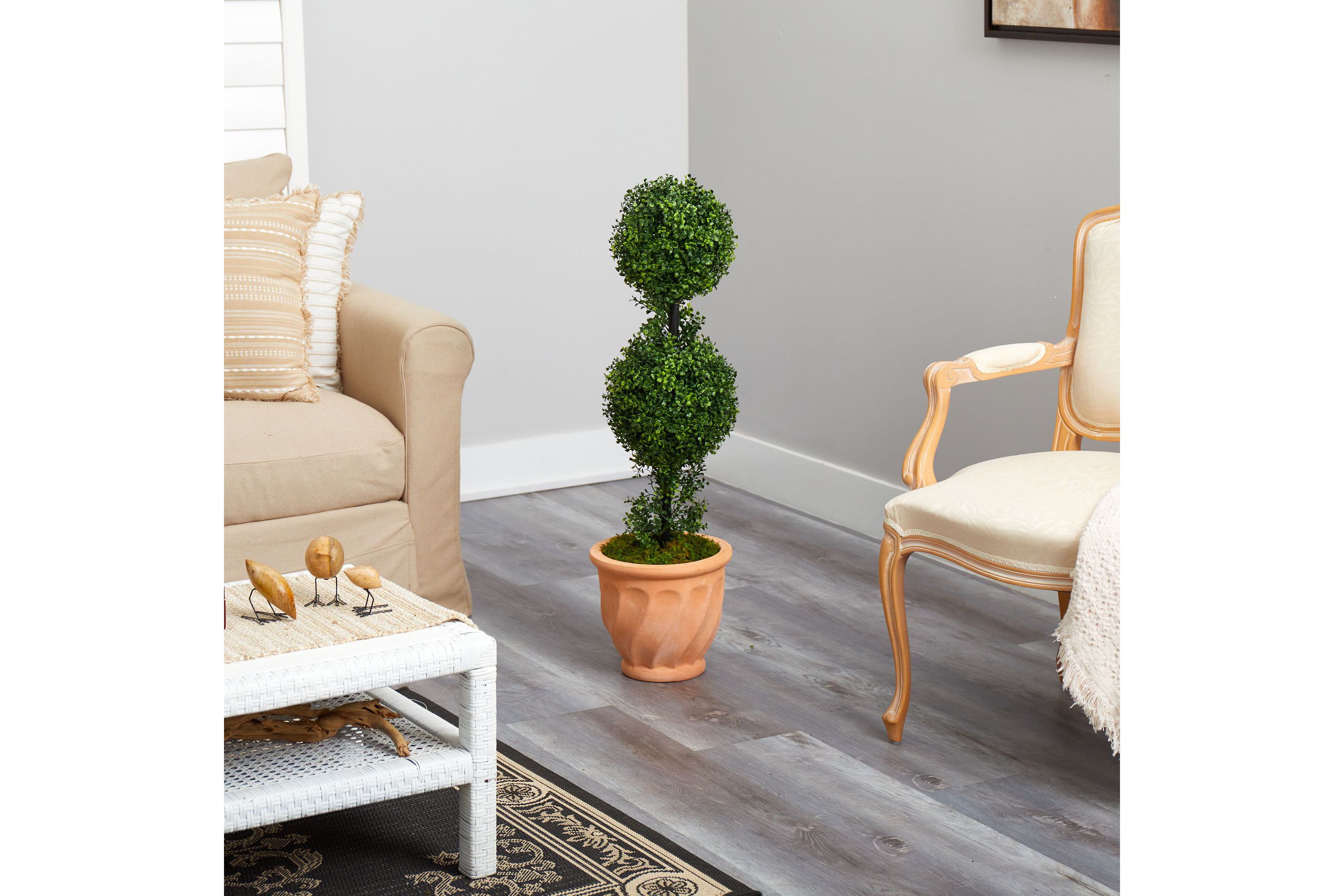 40-Inch Boxwood Double Ball Topiary Artificial Tree in Terra-Cotta Planter (Indoor/Outdoor)