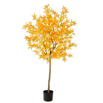 Nearly Natural 5-Foot Autumn Maple Artificial Fall Tree, Yellow