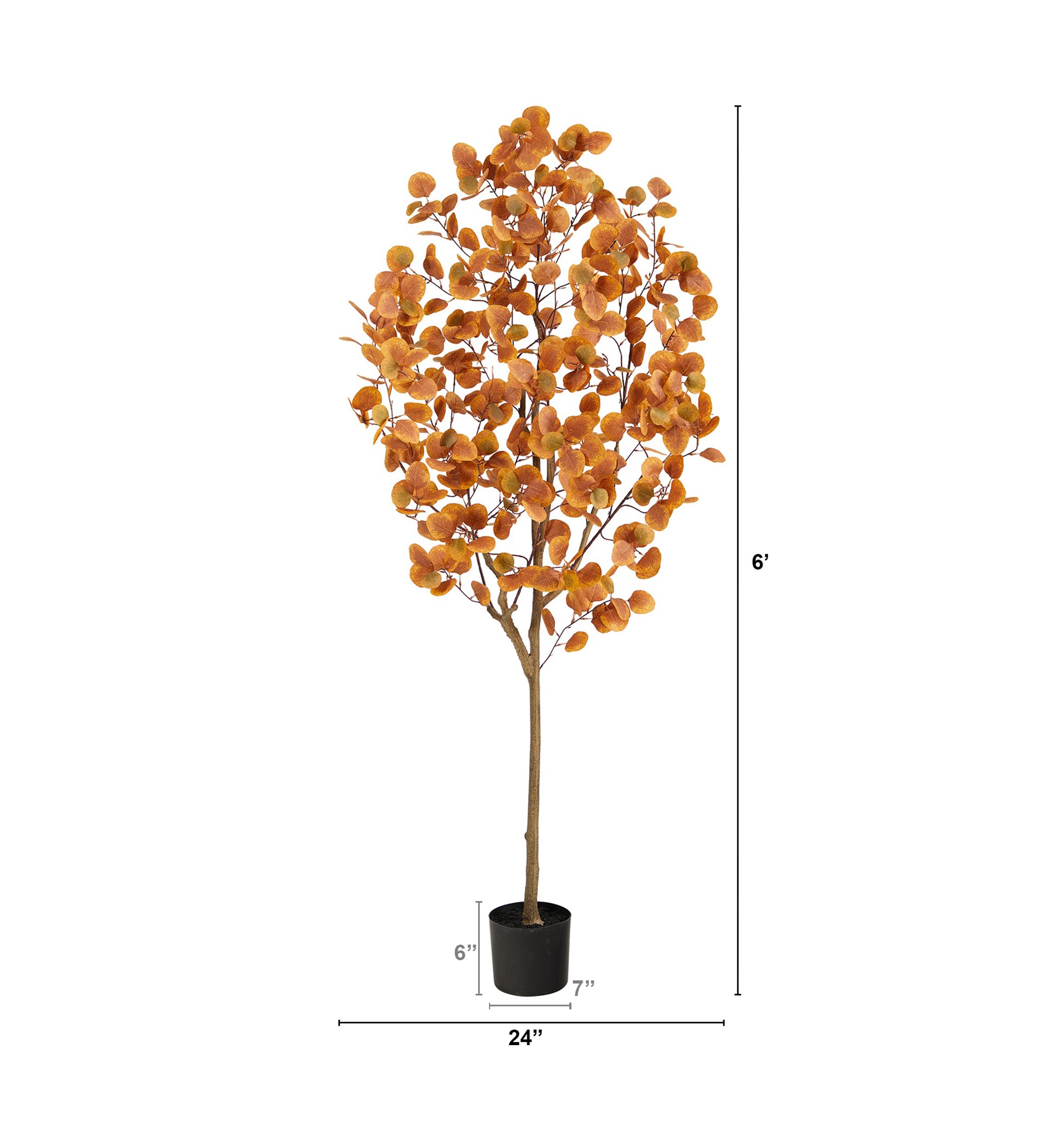 6 Foot Autumn Eucalyptus Artificial Tree
