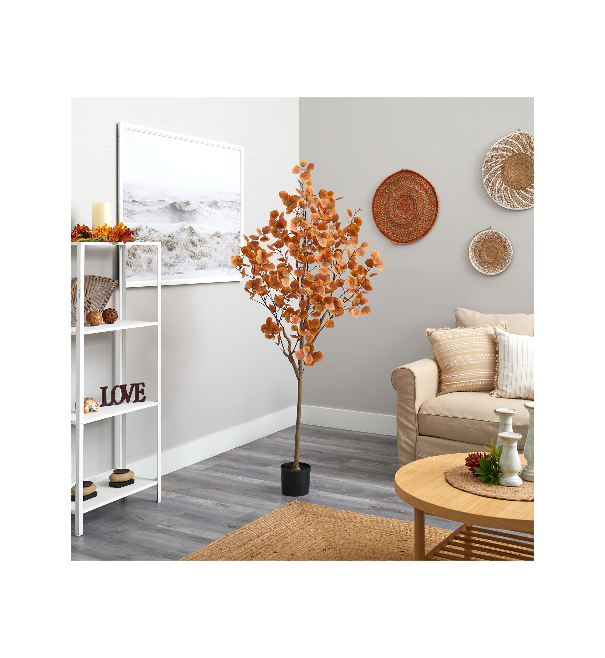 6 Foot Autumn Eucalyptus Artificial Tree