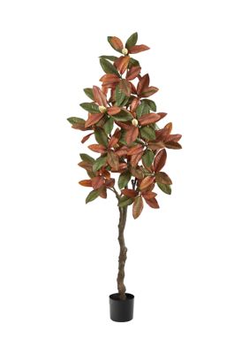 Nearly Natural 6 Foot Fall Magnolia Artificial Tree, Brown