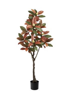 Nearly Natural 5 Foot Fall Magnolia Artificial Tree, Brown