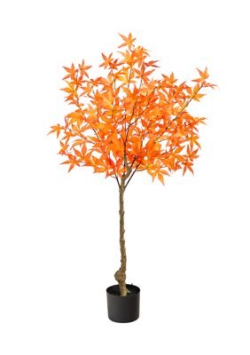 Nearly Natural 4 Foot Autumn Maple Artificial Tree, Orange