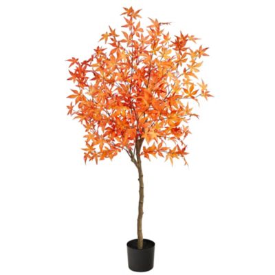 Nearly Natural 5-Foot Autumn Maple Artificial Tree, Orange