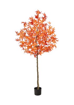 Nearly Natural 6 Foot Autumn Maple Artificial Tree, Orange