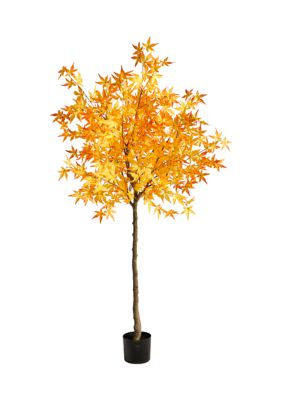 Nearly Natural 6 Foot Autumn Maple Artificial Tree, Yellow
