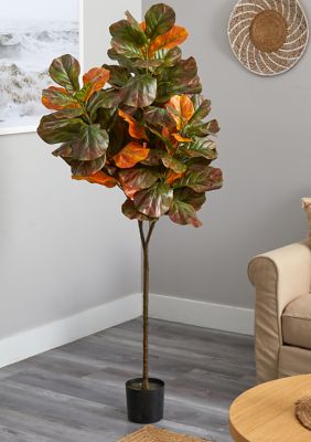 6 Foot Autumn Fiddle Leaf Artificial Tree