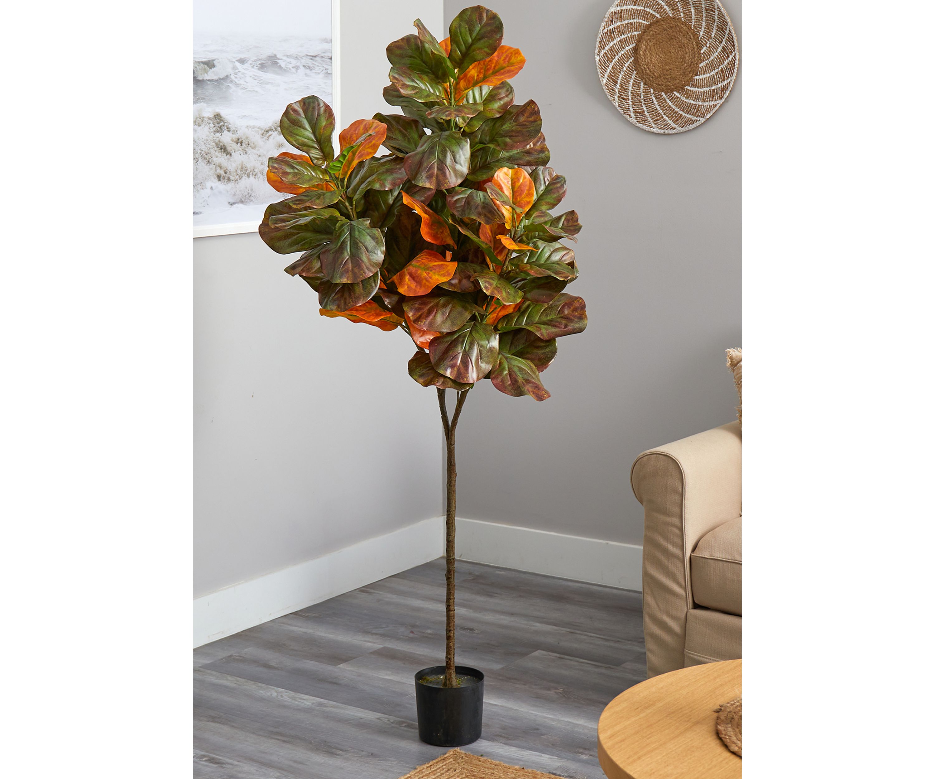 6 Foot Autumn Fiddle Leaf Artificial Tree