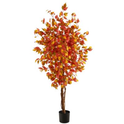 Nearly Natural 6-Foot Autumn Ficus Artificial Fall Tree