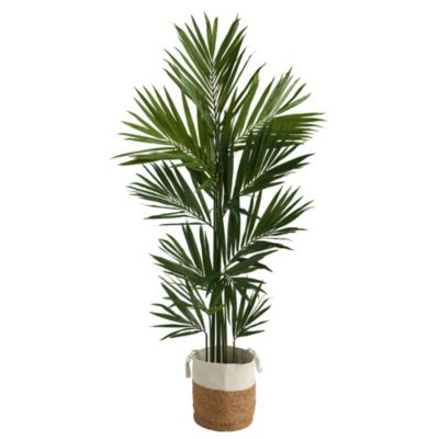 7-Foot Kentia Artificial Palm in Handmade Natural Jute and Cotton Planter