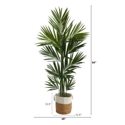 7-Foot Kentia Artificial Palm in Handmade Natural Jute and Cotton Planter