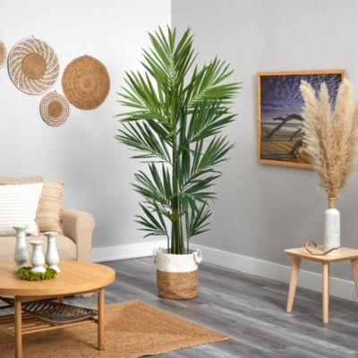 7-Foot Kentia Artificial Palm in Handmade Natural Jute and Cotton Planter