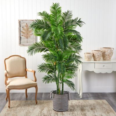 6-Foot Curvy Parlor Artificial Palm Tree in Handmade and Natural Jute and Cotton Planter