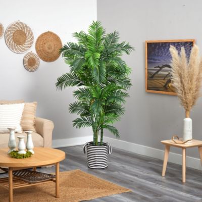 6-Foot Curvy Parlor Artificial Palm Tree in Handmade and Natural Jute and Cotton Planter