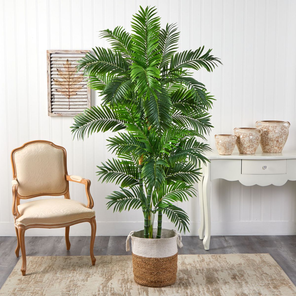 6-Foot Curvy Parlor Artificial Palm Tree in Handmade Natural Jute and Cotton Planter