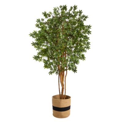6-Foot Japanese Maple Artificial Tree in Handmade Natural Cotton Planter