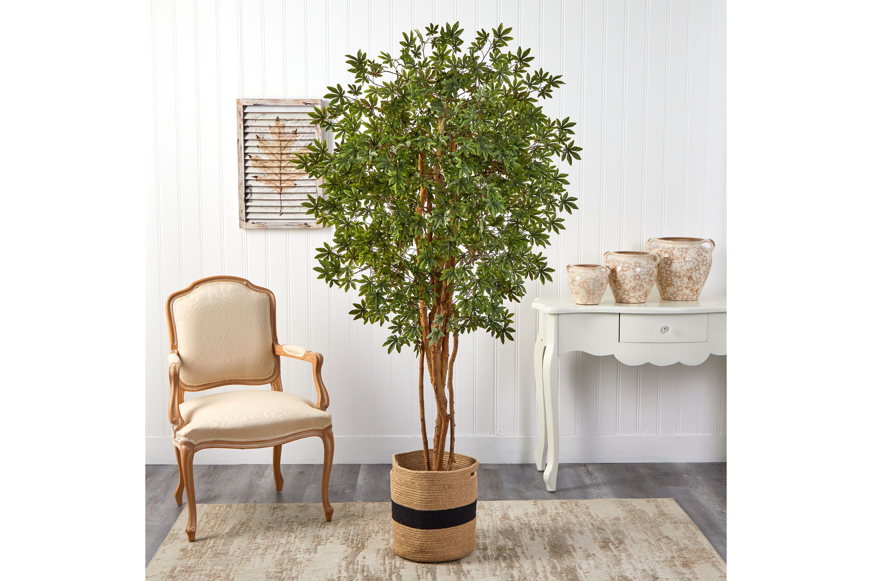 6-Foot Japanese Maple Artificial Tree in Handmade Natural Cotton Planter